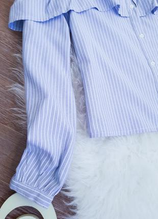 💕 блуза/блузка в полоску/полосу с открытыми плечами с воланами miss vie5 фото