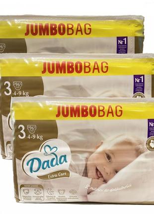 Підгузки dada extra care jumbo bag розмір 3 midi , 4-9 кг, 288 шт