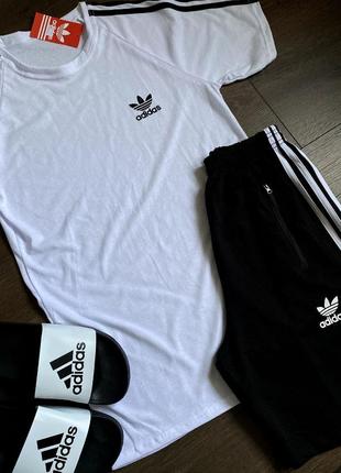 Комплект чоловічий футболка+шорти+тапки adidas summer w&b2 фото