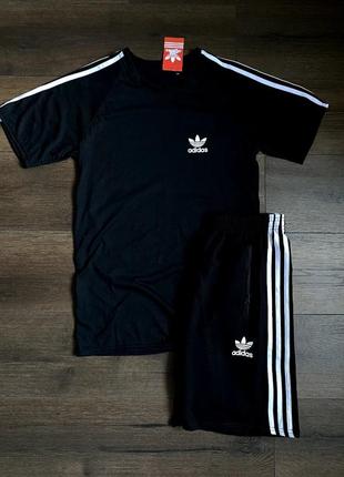 Комплект чоловічий футболка+шорти adidas summer black1 фото