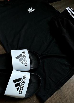 Комплект чоловічий футболка+шорти+тапки  adidas summer black2 фото