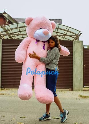 Великий плюшевий ведмедик рафаль 180 см рожевий1 фото