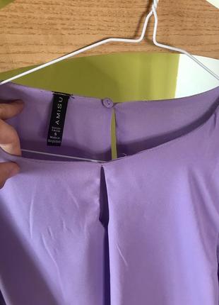 Сиреневая блузка с объемным рукавом4 фото