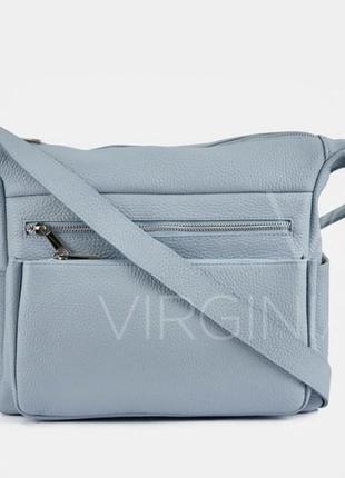 Сумка голубая кожаная мягкая сумка через плечо женская сумка из натуральной кожи1 фото