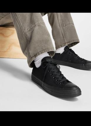 Кеди низькі чорні converse all star black mono