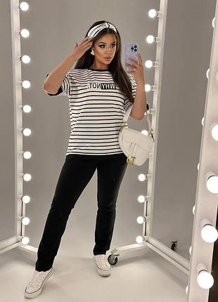 Костюм летний с повязкой футболка с коротким рукавом и круглым вырезом с окантовкой штаны на резинке боковые карманы  ткань двунить трикотаж