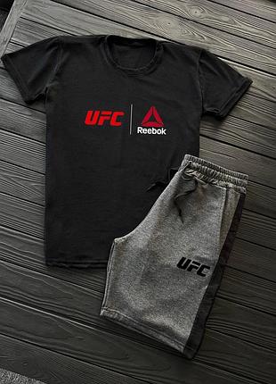 Летний чёрный спортивный костюм с принтом reebok ufc літній чорний спортивний костюм reebok ufc рібок1 фото