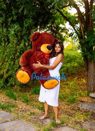 Великий плюшевий ведмедик томмі 150 см шоколадний1 фото