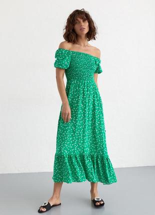 Длинное женское платье с эластичным поясом6 фото