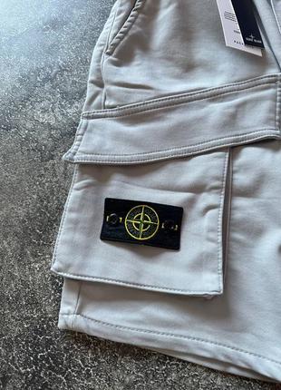 Серые шорты карго stone island с карманами сірі шорти карго stone island3 фото