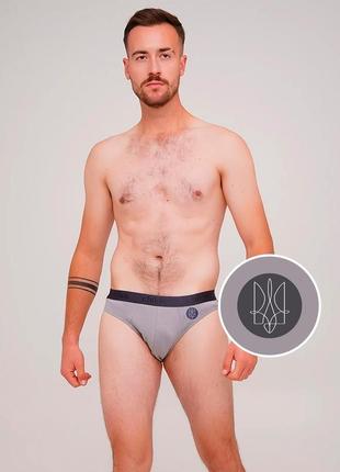 Чоловічі бавовняні труси з принтом "герб" сірого кольору chikiss cmp 203/05