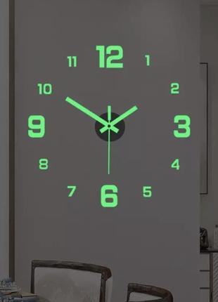 Годинник на стіну 3д люмінісцентні (світятся в темноті) салатові, оригінальний годинник для декору, діаметр до 50 см4 фото