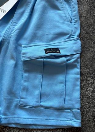 Голубые шорты карго stone island с карманами блакитні шорти карго stone island стон айленд2 фото