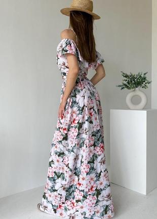 Платье - халат длинное летнее цветочный принт3 фото