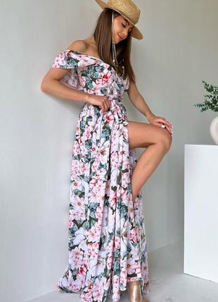 Плаття-халат довге літнє квітковий принт2 фото
