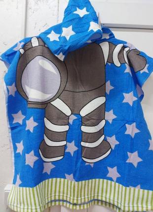 Дитячий пляжний рушник пончо мікрофібра зірочки