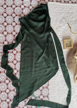 Ізумрудне асиметричне плаття на одне плече, сукня, сарафан, ошатне, вечірнє, на фотосессію10 фото
