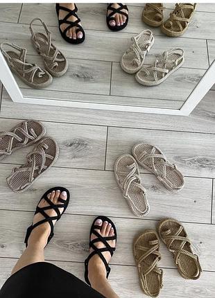 Босоніжки плетені мотузка переплети плетіння туреччина на один палець