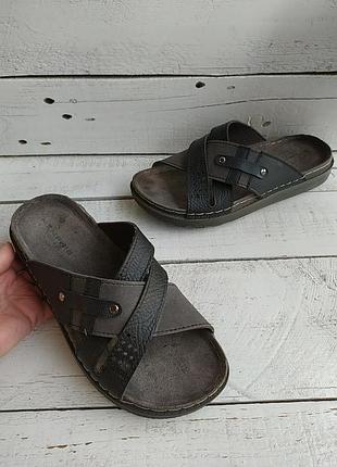 Мужские кожаные шлепки шлёпанцы тапки memphis 39p