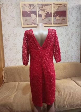 Вечернее кружевное платье с паетками.2 фото