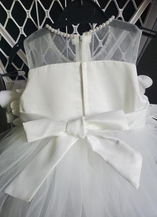 Детское платье белое глициния для девочки праздничное красивое мега пышное на 6 месяцев 9м 12 год рочек на день рождения крестины нарядное платье5 фото