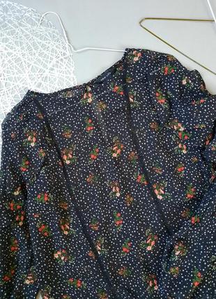 Стильна шифонова блуза з воланами квітковий принт №1022 фото