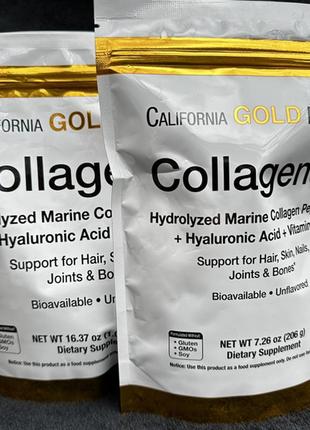 California gold морський гідролізований колаген, гіалуронова кислота й вітамін с, без додатків, 206