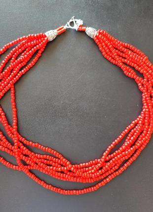 Ожерелье "красное плетение"