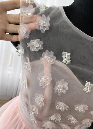 Вечірня випускна довга рожева сукня з шлейфом