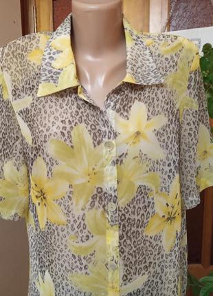 Женская удлиненная накидка блузка рубашка под шифон, цветочный принт, состав полиэстер, б/у в очень красивом состоянии2 фото
