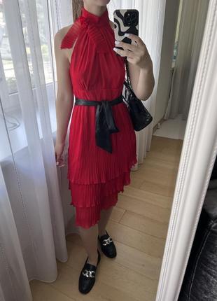 Красное нарядное платье миди от next2 фото