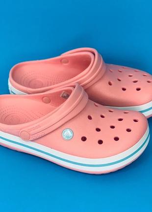 Кроксы crocband ice blue/melon