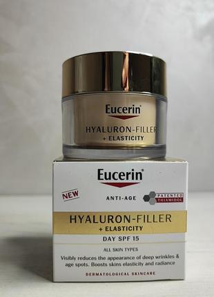 Антивозрастной дневной крем для более упругой кожи с spf 15 
eucerin hyaluron-filler + elasticity spf 155 фото