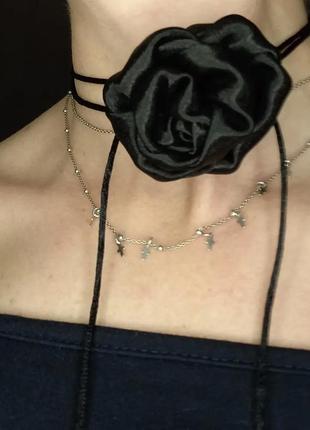 Чокер на шею, чокер цветок, чокер роза ручной работы1 фото