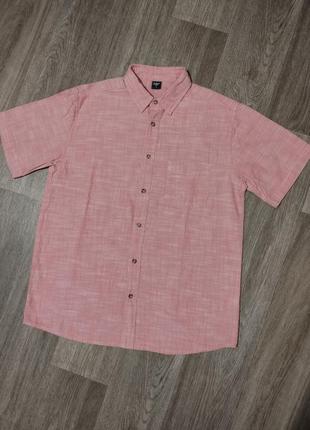 Мужская рубашка с коротким рукавом / cotton traders / розовая коттоновая рубашка / поло / мужская одежда /