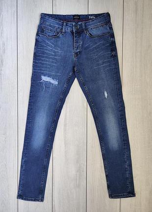 Джинси river island сині w30 32 пояс 38 см довжина 100 см стрейч