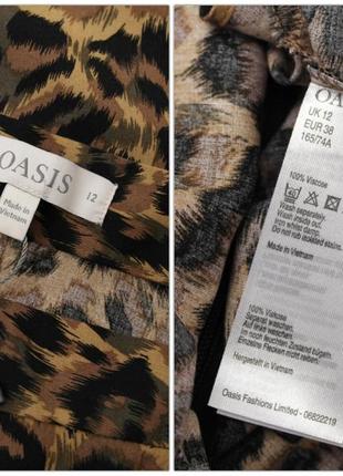 Новая (сток) брендовая вискозная юбка миди с рюшами "oasis" леопардовый принт. размер uk12.7 фото