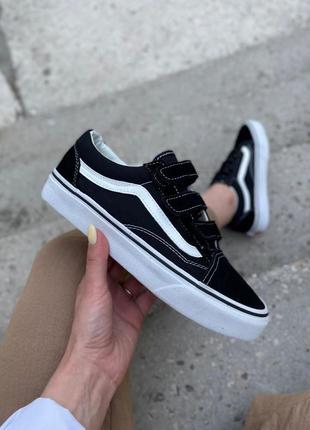 Женские кеды ванс vans old skool v black/white6 фото