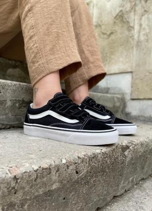 Женские кеды ванс vans old skool v black/white9 фото