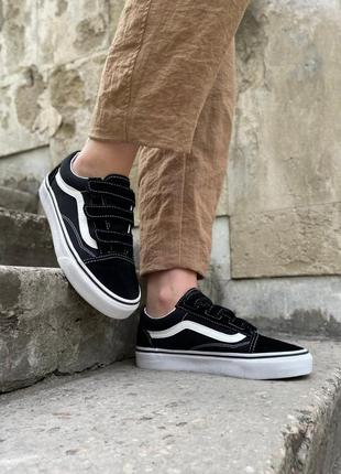 Женские кеды ванс vans old skool v black/white1 фото