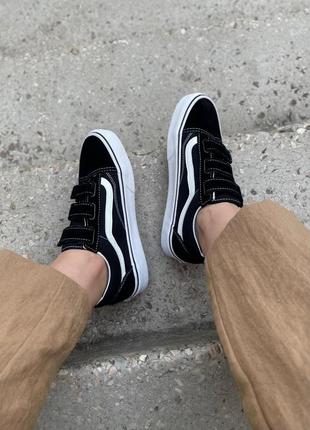 Женские кеды ванс vans old skool v black/white7 фото