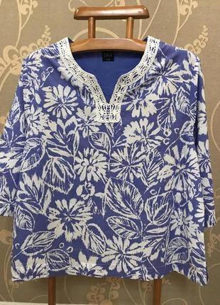 Очень красивая и стильная брендовая блузка в цветах..100% коттон.