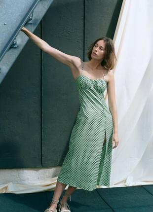 Сукня з льону в горох від zara2 фото