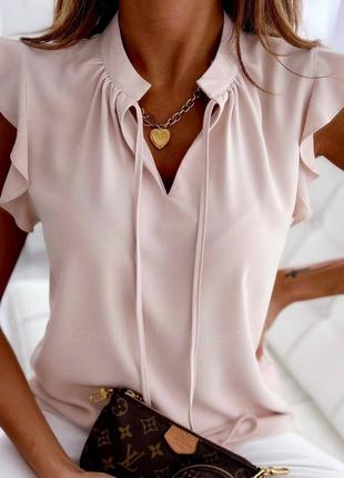 Блузка женская блуза нарядная праздничная деловая розовая бежевая белая голубая малиновая летняя легкая на лето повседневная без рукава батал1 фото