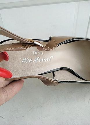 Босоніжки з натуральної шкіри (лак) кофейного коліру розміри 36.3 фото