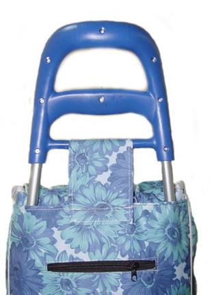 Тачка сумка з коліщатками-кравчучка 96 см mh-1900 сині квіти5 фото