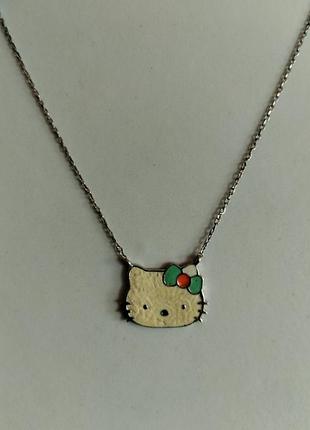 Срібна підвіска кольє hello kitty 925 проба
