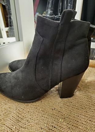 Dorothy perkins туфли осенние весенние сапожки черные натуральная кожа на каблуке2 фото