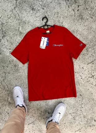 Мужская красная футболка с принтом champion червона футболка champion оригінал