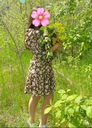 Легка міні сукня, плаття zara в квітковий принт, хс5 фото